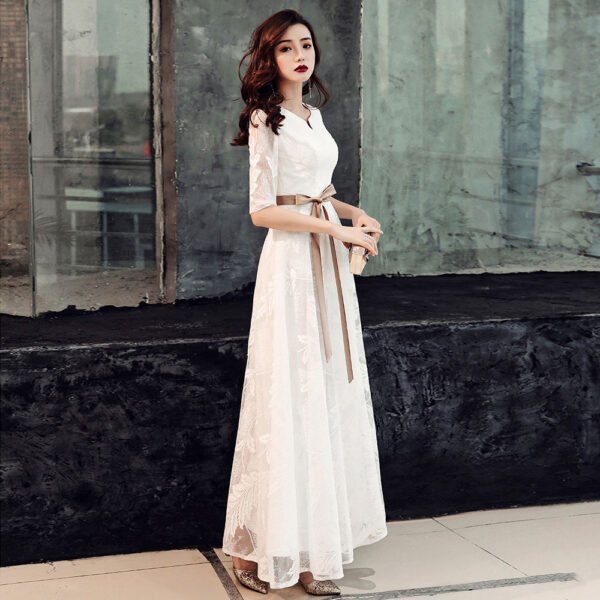 Korean-Style Banquet Evening Dress – Timeless Elegance in Black and White - Image 5
