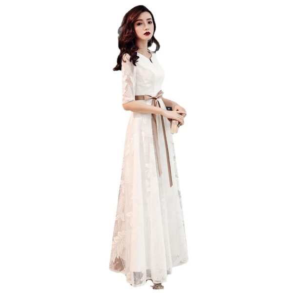 Korean-Style Banquet Evening Dress – Timeless Elegance in Black and White - Image 3