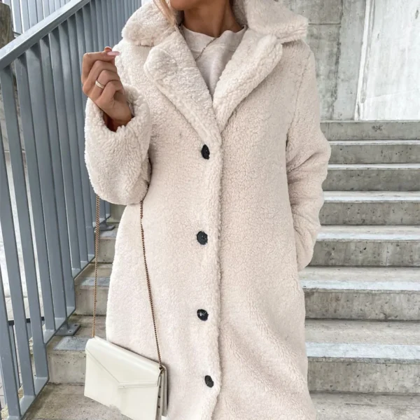 Women’s Long-Sleeved Lapel Plush Jacket Top